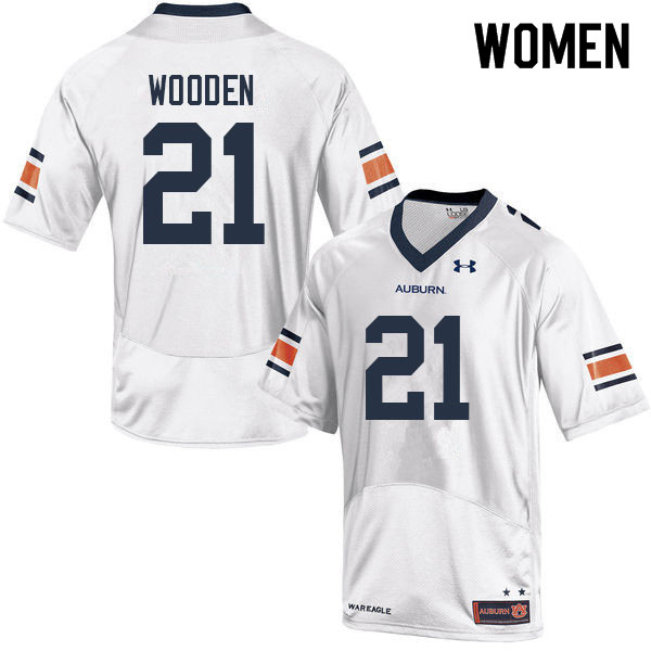 Women's Auburn Tigers #21 Caleb Wooden White 2022 College Stitched Football Jersey